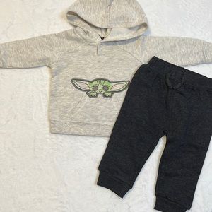Star Wars 3-6M Hooded Sweat Shirt | Sweat pants Set | Gray